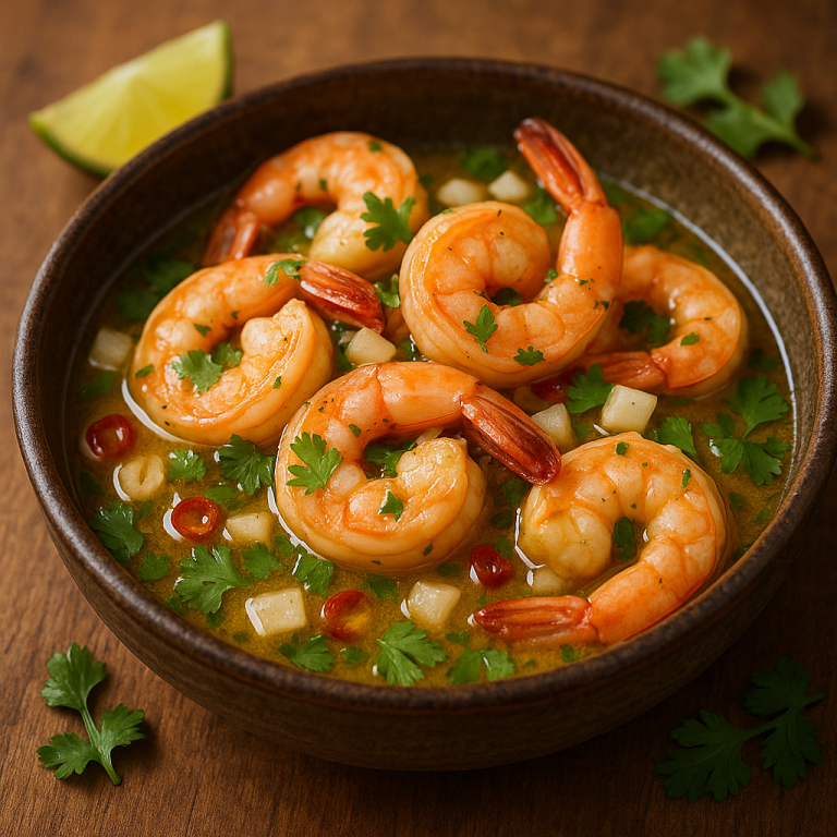 Sous Vide Shrimp al Ajillo • Garlic Butter Shrimp with Jicama