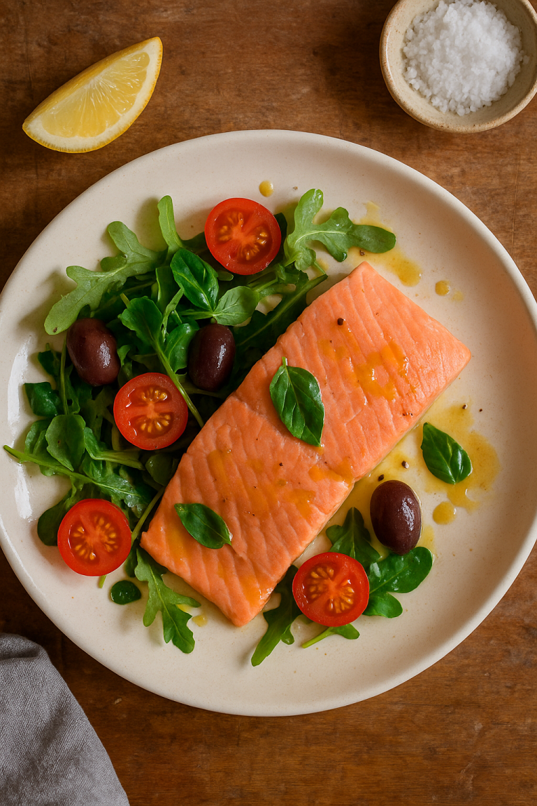 Sous Vide Salmon with Lemon-Herb Vinaigrette • Mediterranean Style